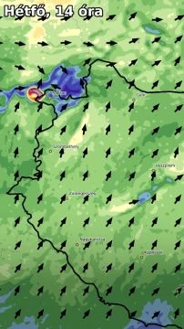 Zivatarokat, feltámadó nyugati, északnyugati szelet hoz a front