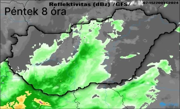 A hidegfront várható vonulása