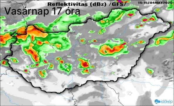 Zivatarokkal érkezik a hidegfront vasárnap