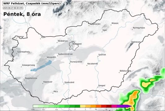 Záporos csapadékot hoz a front