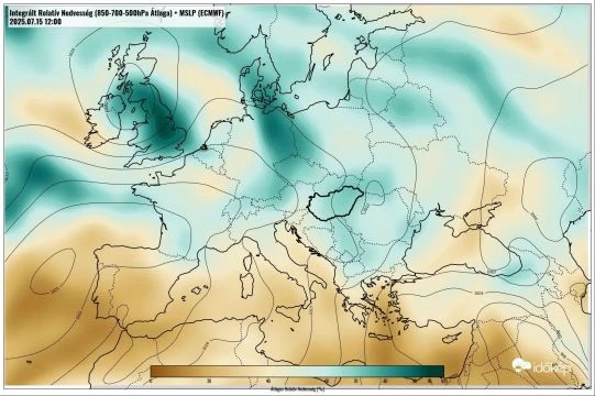Hűvösebb, nedvesebb levegő érkezik szerdára