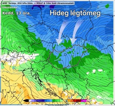 Hideg légtömeg érkezik északkelet felől