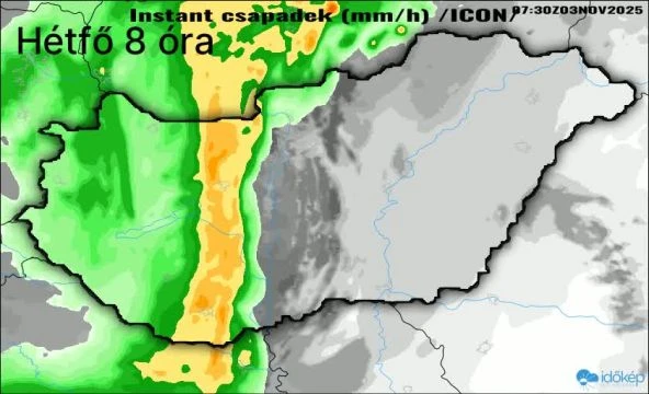 Így halad át felettünk a front csapadékmezeje