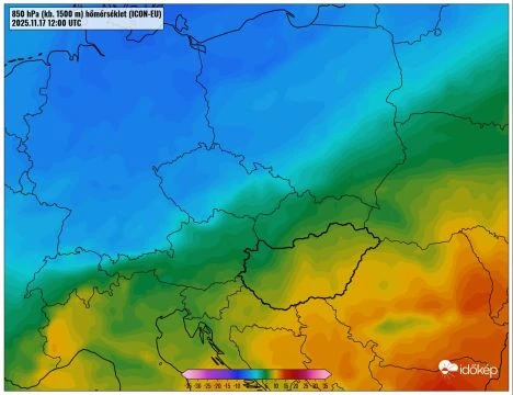 Ömlik be a meleg levegő a front előtt a magasban