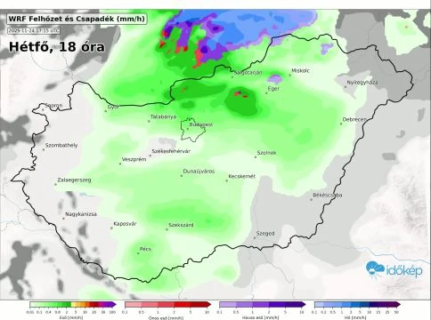 Hétfőn már eső jön, vegyes csapadék északon lehet