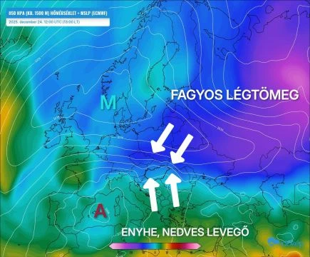 A fagyos és a mediterrán légtömeg találkozik felettünk