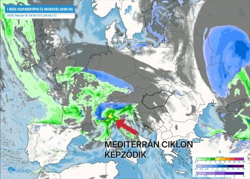 Így alakul ki a csütörtökön érkező mediterrán ciklon